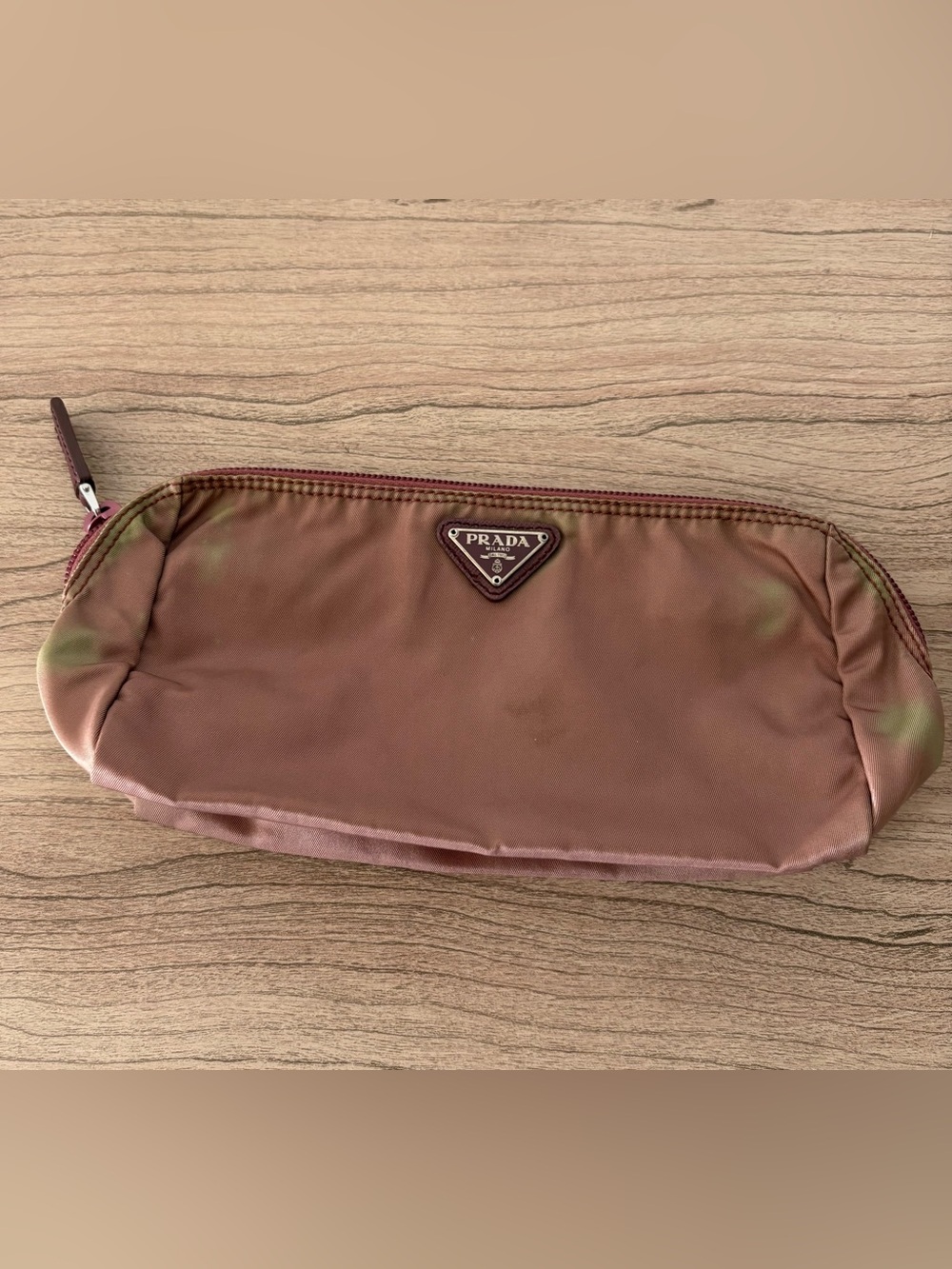 Prada Nylom Pouch triangle enamel charm